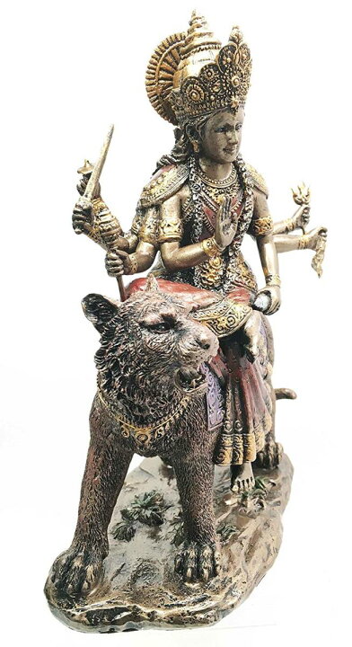 楽天市場】ヒンドゥー教 虎に乗った女神ドゥルガー 彫刻置物 インド 