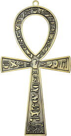 古代エジプト 金属風アンク十字架（アンティークシルバー風）彫像/ 生命力のシンボル 永遠の命 彫刻 装飾インテリア (輸入品)