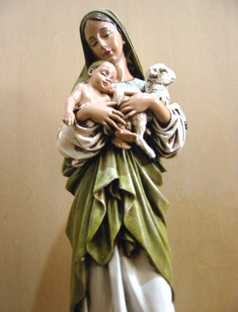楽天市場】子羊と聖母子（聖母マリアとキリスト）彫像 彫刻/高さ約 