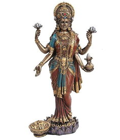吉祥天 ラクシュミー インド神話 ヒンドゥー教女神 置物 彫刻 彫像/ 功徳天 宝蔵天女 繁栄・幸運 幸福・美・富を顕す プレゼント[輸入品）
