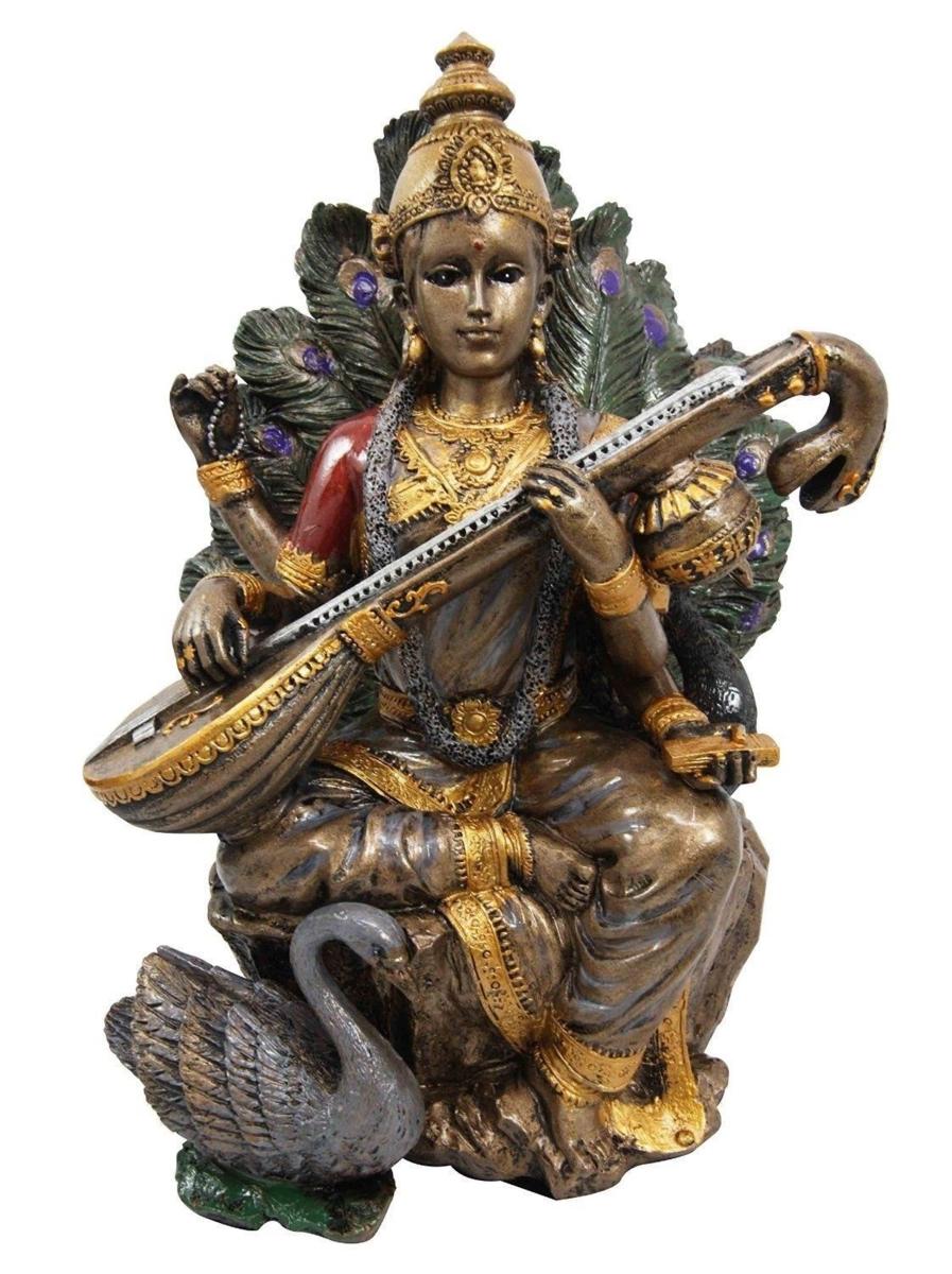 知識 音楽芸術 色々な セール 知恵学習の女神 弁才天 弁財天 サラスヴァティー ヒンズー教 サラスバティー 彫刻 彫像 Saraswati 輸入品 インド神