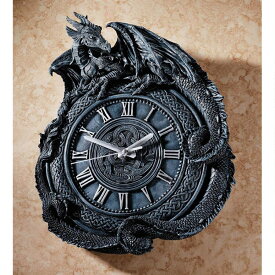 約44cm中世のドラゴン彫刻 壁掛け時計 彫像/ ファンタジー ゲームオブスローンズ コレクション 書斎 記念品 プレゼント贈り物（輸入品）