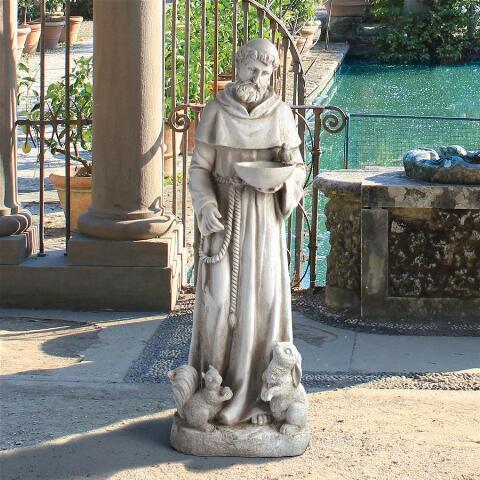 自然を慈しむ アッシジの聖フランチェスコ ガーデン彫刻 優先配送 彫像 デザイン トスカノ製 お庭 ガーデニング 輸入品 Francis OUTLET SALE Medium St. ピロティ 広場 Sculpture: