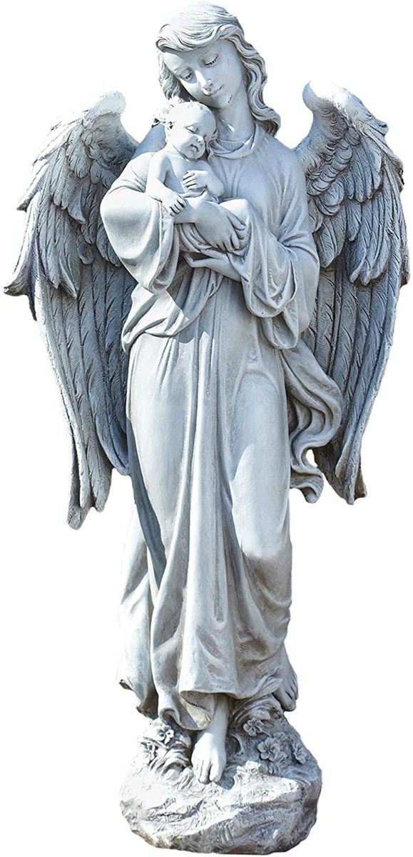 赤ちゃんを抱いた天使の彫像 高さ 約65ｃｍ ガーデンコレクション 宗教的ギフト 輸入品 インテリア彫刻置物 屋内外装飾 庭園装飾品 【新品】 休み