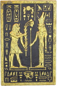 古代エジプト 女神ムトに、神聖な蓮の花を捧げるセティ1世　壁掛け彫刻 インテリア置物 彫像オブジェ 壁飾り装飾品（輸入品