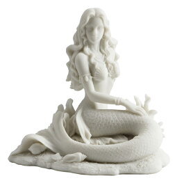 ビーチに座っている、マーメイド（人魚） - 白い彫刻の置物 彫像/ リトル・マーメイド アリエル ポセイドン 大洋 プレゼント 贈り物/ Mermaid Sitting on Beach - White Sculpture Figurine Statue（輸入品）