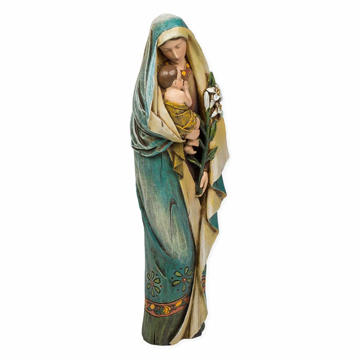 楽天市場】西洋彫刻 百合の花を持って キリストを抱く 聖母マリア
