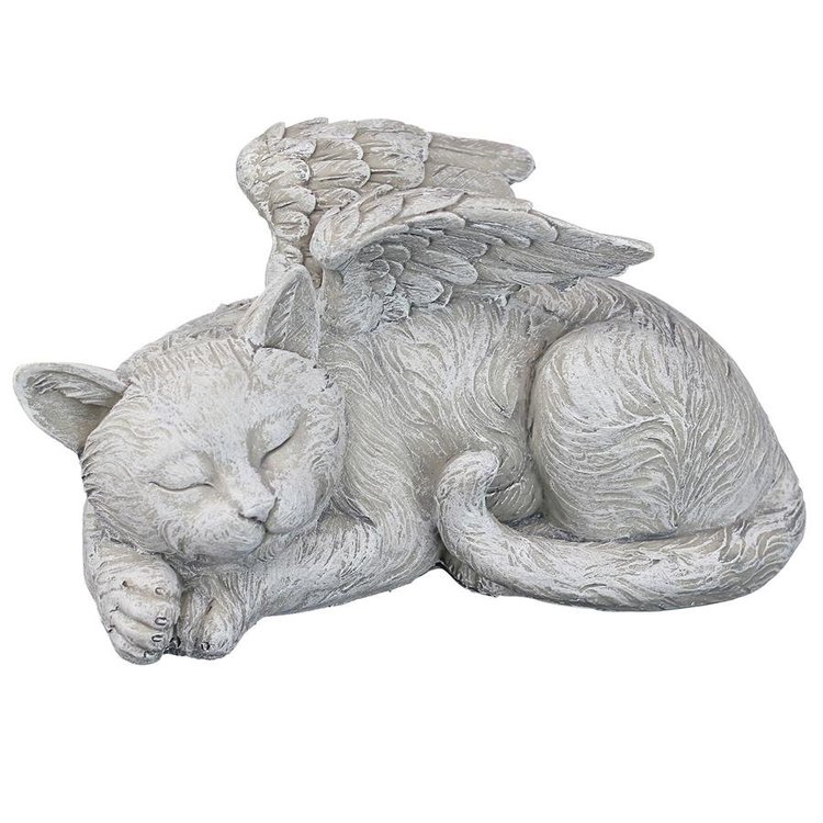 眠る猫（ネコ）ねこの天使 メモリアルエンジェル ガーデン彫刻 彫像 ペットのお墓 ペットショップ ねこカフェ ペットホテル(輸入品） | 浪漫堂ショップ