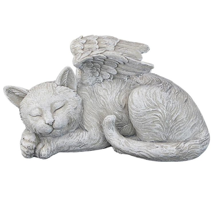 眠る猫（ネコ）の天使 メモリアルエンジェル ガーデン彫刻 彫像 ペットのお墓 霊園 ネコカフェ キャット・エンジェル 祭壇 供養 メモリアル(輸入品)  | 浪漫堂ショップ