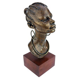 アフリカ ネグレス プリンセス、ブロンズ風 胸像 彫刻 彫像/ アフリカンアート エスニックレストラン カフェ スタジオ 贈り物（輸入品）