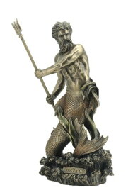 セール！即納！古代ギリシア神、トライデント(三叉鉾)を持った、海神 ポセイドン ブロンズ風 彫像 置物彫刻/ Greek God of the Sea Poseidon(輸入品