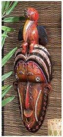 デザイン・トスカノ製 サイチョウを頭に乗せた、コンゴ民族のマスク 壁装飾 彫像 彫刻/ Masks of the Congo Wall Sculptures: （輸入品）