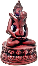チベット仏教 ヤブユム歓喜仏 仏陀 タントラ 彫像 彫刻 ブラウン 高さ 約15cm/ 大樂 曼荼羅 プレゼント贈り物（輸入品)