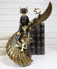 古代エジプトの女神　アンクを持って開いた翼のイシス神 魔法の母 彫刻 彫像 装飾的芸術的な置物 ナイル川 神殿 ピラミッド（輸入品）