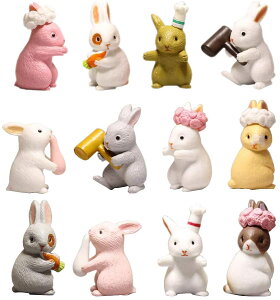 愛らしいミニバニー/ ミニうさぎ置物 イースターウサギ 彫像 彫刻 ケーキカップ パーティー・デコレーション 兎ミニチュア(輸入品