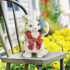 イースター・バニーの帽子を持った、ウサギのコンスタンス彫像 彫刻/ ガーデン 庭園 書斎 デコール（輸入品）