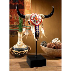 牛の頭蓋骨 西部の砂漠 太陽の雄牛の頭骨 彫像 ハンティングトロフィー彫刻/ Western Desert Sun Cow Skull Statue（輸入品）