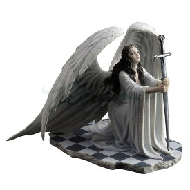 アン・ストークス作 剣を持って、ひざまずき、祈る翼を持った、守護天使 置物 フィギュア 彫刻 彫像（輸入品）