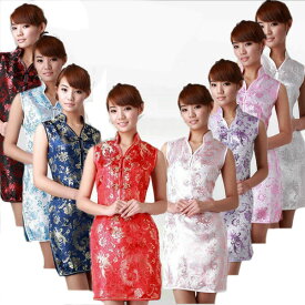 宅配便であす楽365日発送 メール便1枚のみ送料無料 チャイナドレス 服 チャイナドレス コスプレ花柄のチャイナドレス ミニ　チャイナドレス　セクシー系　無袖ハロウィンS〜XXL大きサイズ　現代新デザイン 仮装