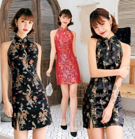 楽天市場 チャイナドレス ノースリーブ ミニの通販