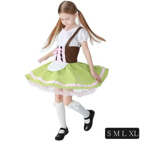 メール便送料無料 ハロウィン キッズ 子供服 ビールガール ドイツ メイド 民族衣装 コスプレ衣装 イベント パーティー 舞台 演出服 学園祭 文化祭 演劇 グリーン