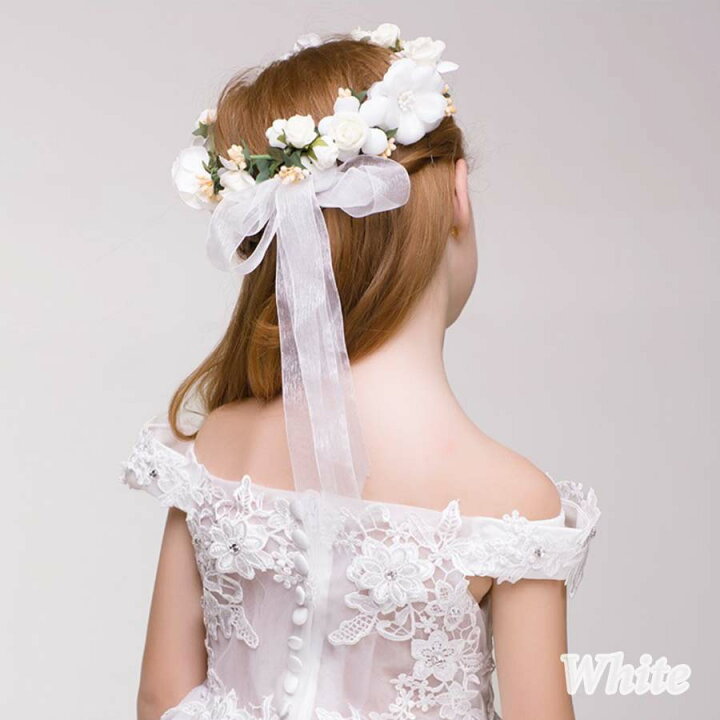 楽天市場 メール便送料無料 ヘッドドレス 花冠 花かんむり キッズ フラワーティアラ 女の子 子供 カチューシャ 子ども ウエディング 花カチューシャ 花輪 森ガール 結婚式 パーティー 発表会 ヘアアクセサリ 子供 ドレス 髪飾り フラワーズ リストバンド２点セット 浪漫樹