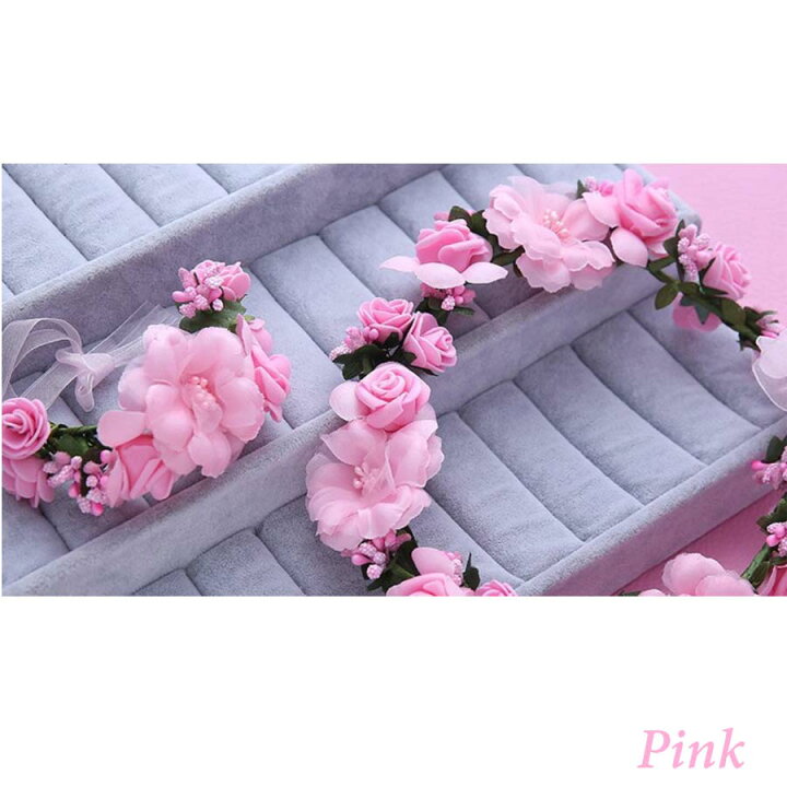 楽天市場 メール便送料無料 ヘッドドレス 花冠 花かんむり キッズ フラワーティアラ 女の子 子供 カチューシャ 子ども ウエディング 花カチューシャ 花輪 森ガール 結婚式 パーティー 発表会 ヘアアクセサリ 子供 ドレス 髪飾り フラワーズ リストバンド２点セット 浪漫樹