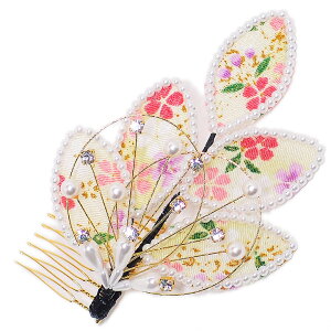 髪飾り コーム かんざし 簪 振袖 成人式 ちりめん 和柄 キラキラ 髪留め パール 金 白 日本製 着物 和装 洋装 袴 訪問着 結婚式 パーティ フォーマル 17420 t901 Si