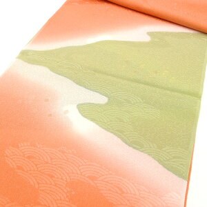 帯揚げ 帯上げ 帯あげ フォーマル 正絹 絹100% 単品 丹後ちりめん 縮緬 オレンジ 橙色 ぼかし 青海波 綸子 地紋 着物 訪問着 付下げ 色無地 結婚式 七五三 お宮参り 和装小物 袷 単衣 おしゃれ