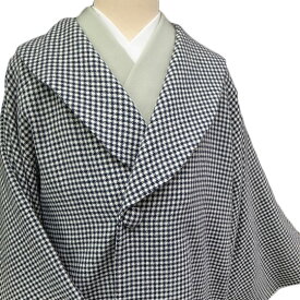 【レンタル】 和装 コート 貸衣装 防寒 女性 日本製 へちま衿 羊毛 カジュアル 市松柄 品番3605 黒 白 送料無料 フリーサイズ co0024