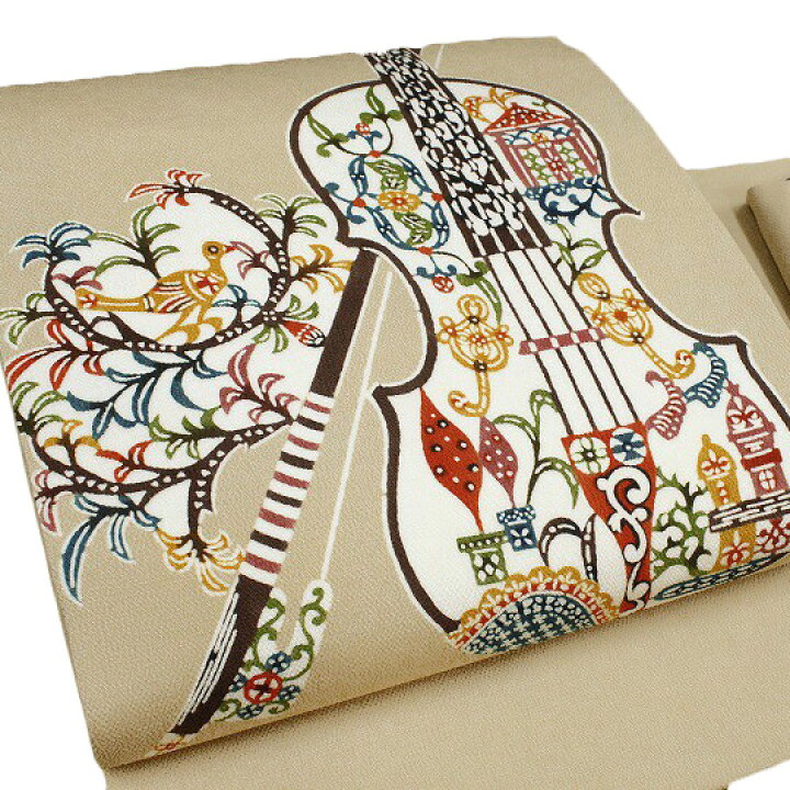 楽天市場】名古屋帯 九寸帯 栗山吉三郎工房 和染紅型 バイオリン 正絹  