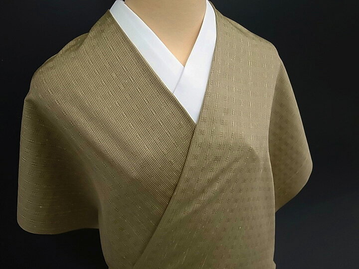 楽天市場】信州 上田紬 六文銭 花織り 反物 カーキ e053r : ロマン着物  