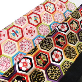 半衿 振袖 刺繍 日本製 亀甲宝尽くし 半襟 白 黒 赤 桜色 金 k760 kosi