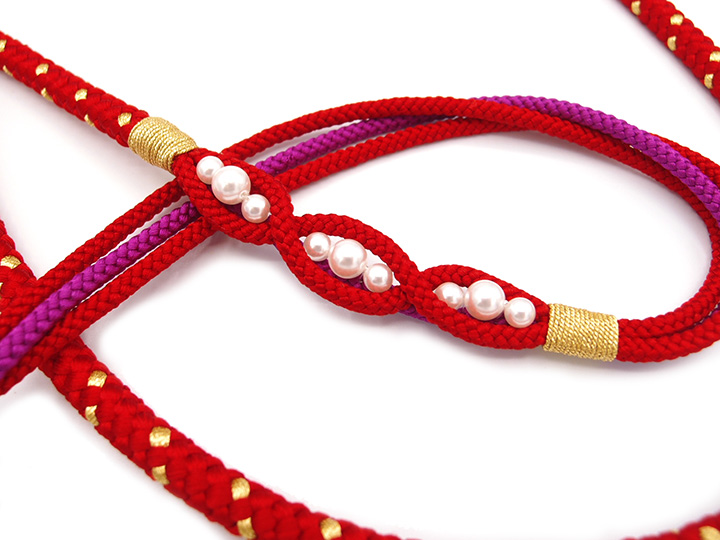 楽天市場帯締め 帯じめ 振袖 成人式 パールビーズ 帯〆 飾り紐 渋赤