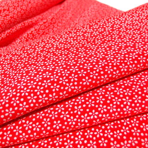 長襦袢 正絹 反物 赤 緋赤 花 小さな花 小花柄 踊り 衣装 未仕立て 新品 大人 子供 七五三 a069