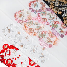 半襟 刺繍 半衿 振袖 成人式 花丸 に 宝尽くし 花 古典柄 日本製 レディース 卒業式 袴姿 フォーマル シルエリー 送料無料 上品 格調高い 優美 品番30501782 s775　Si