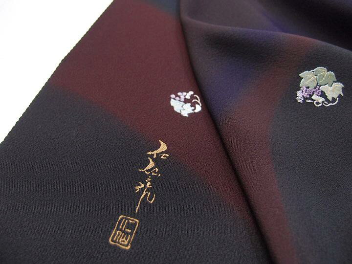 楽天市場】小紋 未仕立て品 前田仁仙「仁仙花布」 葡萄手刺繍 反物 