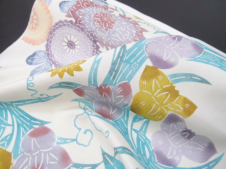 楽天市場】本場大島紬 正絹 新品 未仕立て 江戸紅型 花の丸紋 オフ 
