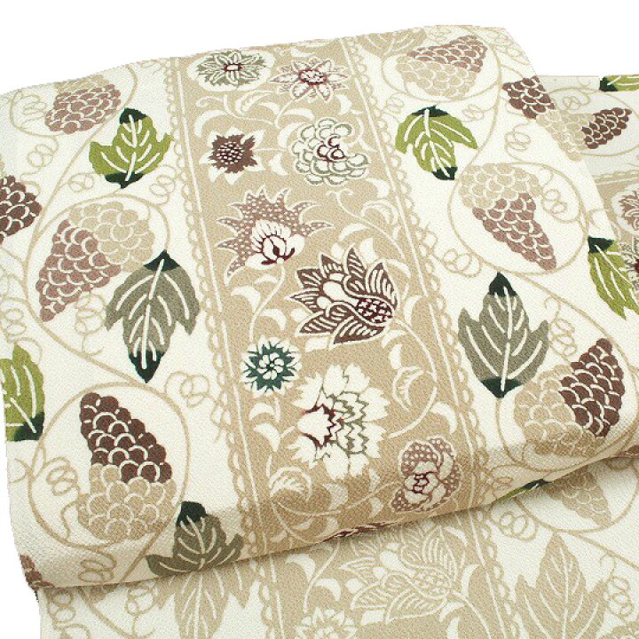 楽天市場】名古屋帯 九寸帯 栗山吉三郎工房 和染紅型 葡萄蔓 更紗 正絹  