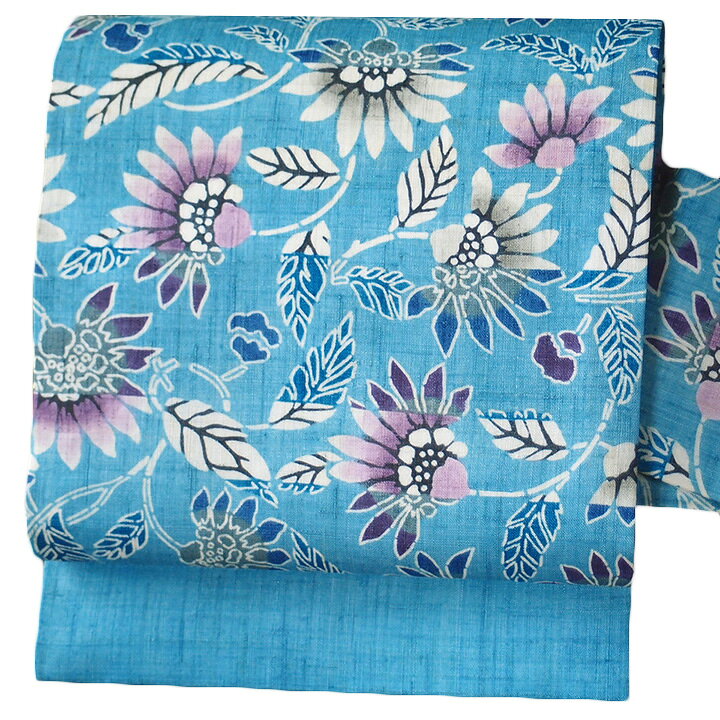 楽天市場】夏帯 名古屋帯 本大麻帯 和染紅型 栗山吉三郎 本麻 横段 菊  