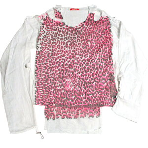 �p���� ROMANTIC NEUROSIS Muslin Top Shirt WHITE×LEOPARD ���X���� �K�[�[�V���c ��×�^�E���I�p�[�h�y�p���N�z�yPUNK�z�y���}���`�b�N�m�C���[�[�y�V�s��X�z