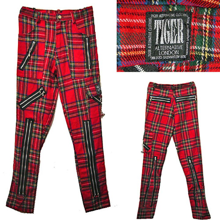 楽天市場】TIGER ALTERNATIVE LONDON ZIP Red Tartan ZIPパンツ 赤  