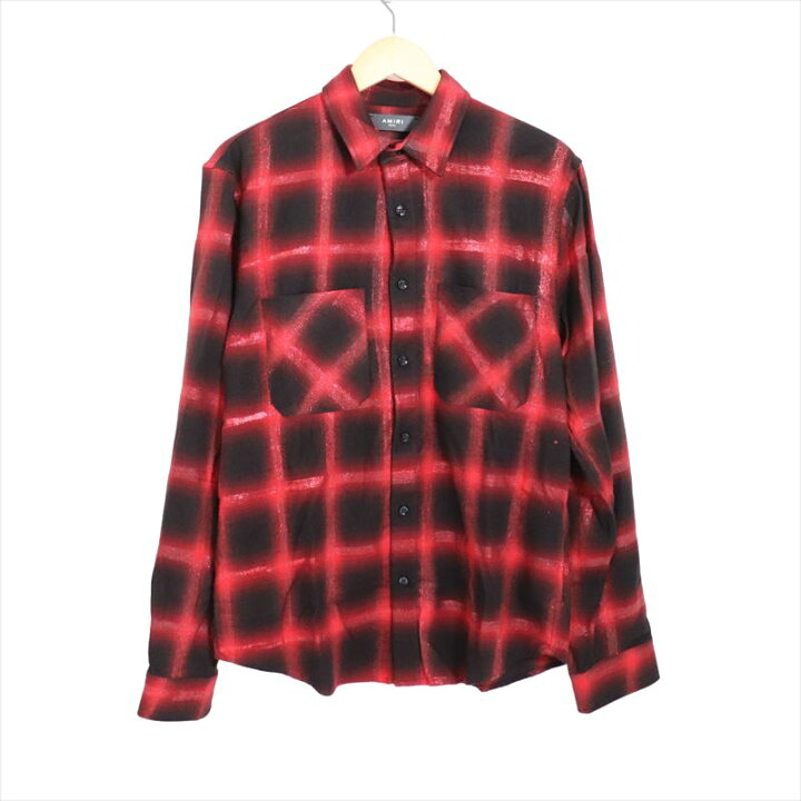 美品 AMIRI アミリ チェックシャツ レッド グリッター - 長袖