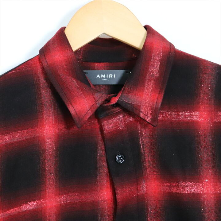 美品 AMIRI アミリ チェックシャツ レッド グリッター - 長袖