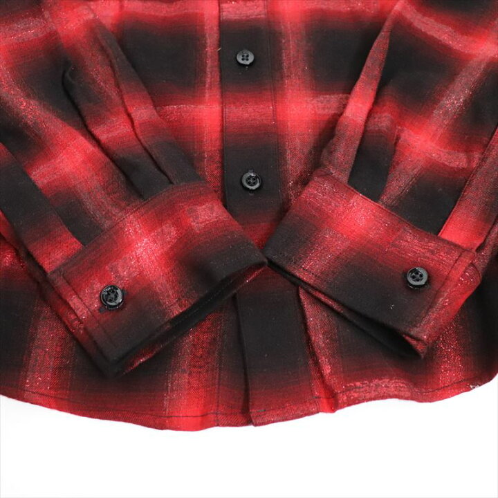美品 AMIRI アミリ チェックシャツ レッド グリッター - 長袖
