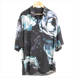 LAD MUSICIAN ラッドミュージシャン DECHINE INKJET BIG ROSE SHORT SLEEVE BIG SHIRT ビッグローズ フラワー オーバーサイズ シャツ 半袖シャツ サイズ44 ブラック 【中古】【モード・セレクト】【金沢本店 併売品】【674986Kz】