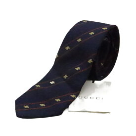 GUCCI グッチ ネクタイ ビー ハチ ネイビー 【中古】【SPブランド】【金沢 併売品】【840256Kz】