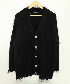 ALMOSTBLACK オールモストブラック ORIGINAL STENLESS BUTTON MOHAIR CARDIGAN オリジナル ステンレス ボタン モヘア カーディガン 23AW-KT01 ナイロン ブラック 2 【中古】【モード・セレクト】【金沢本店 併売品】【678277Kz】
