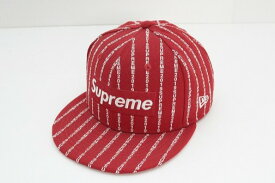supreme 19SS Text stripe box logo New era cap レッド 【中古】【帽子】【金沢本店 併売品】【742858Kz】