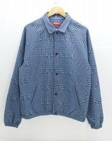 Supreme シュプリーム 20AW Houndstooth Logos Snap Front Jacket 綿（コットン） ブルー L 【中古】【ストリート・ルード】【金沢本店 併売品】【689592Kz】